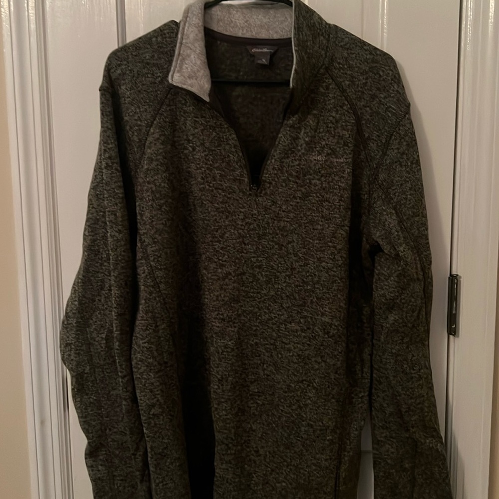 Gray fleece-like quarter zip. Great quality material.